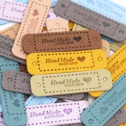 cedulka HANDMADE WITHLOVE - ovál - 1,5x5,5 cm - čokoládově hnědá